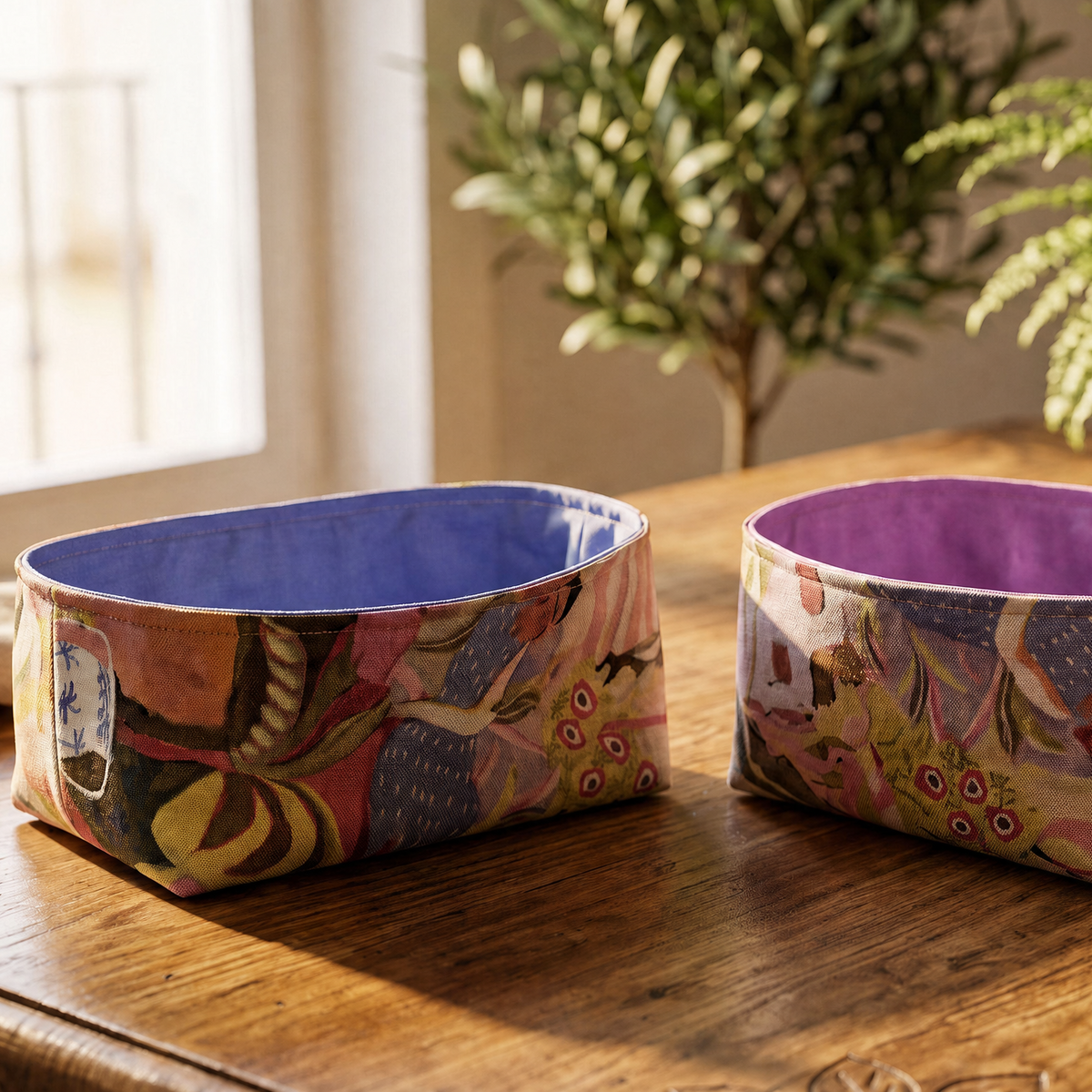 paneras de algodon con exterior estampado de mujeres y combinadas con interiores lavanda y lila