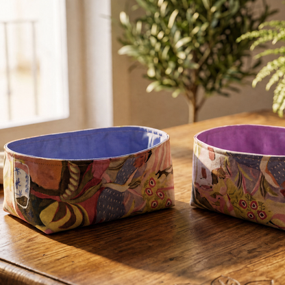 paneras de algodon con exterior estampado de mujeres y combinadas con interiores lavanda y lila