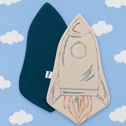 servilleta cohete bordada con la maquina free sewing reversible de algodon 